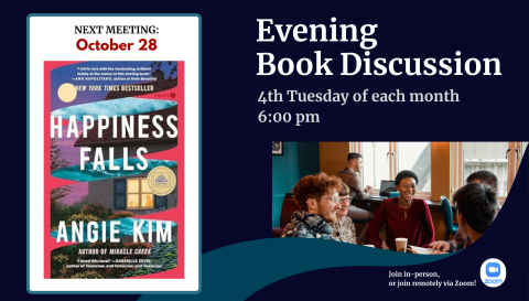Evening Book Discussion October 28 at 6pm: Happiness Falls by Angie Kim